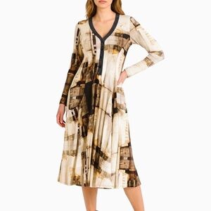 Luukaa Abstract Print Midi Dress NWT Size 0 | US 4 Lagenlook Pockets Boutique